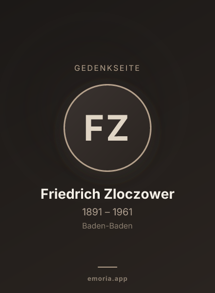 Gedenkportrait von Friedrich Zloczower