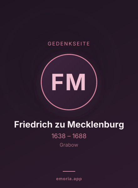 Gedenkportrait von Friedrich zu Mecklenburg
