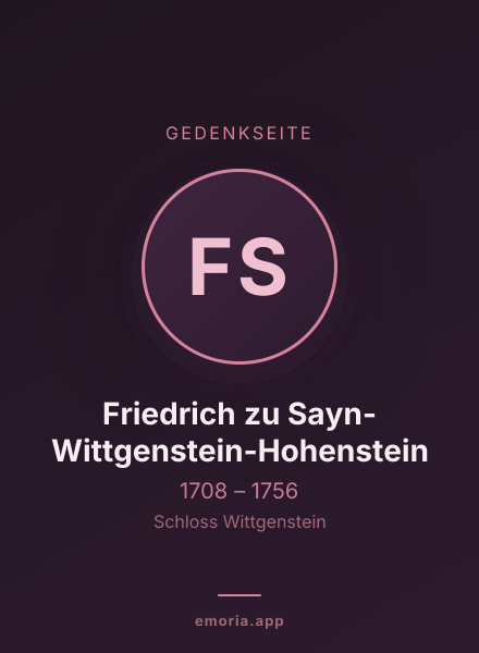 Gedenkportrait von Friedrich zu Sayn-Wittgenstein-Hohenstein