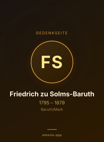 Gedenkportrait von Friedrich zu Solms-Baruth