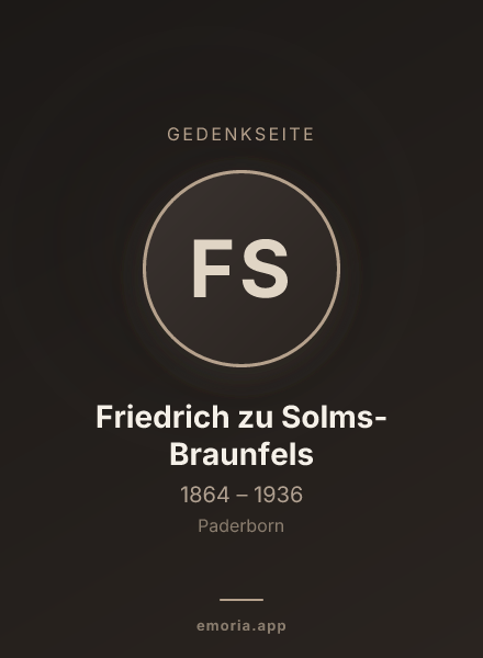 Gedenkportrait von Friedrich zu Solms-Braunfels