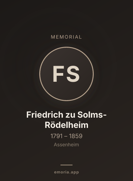 Memorial portrait of Friedrich zu Solms-Rödelheim