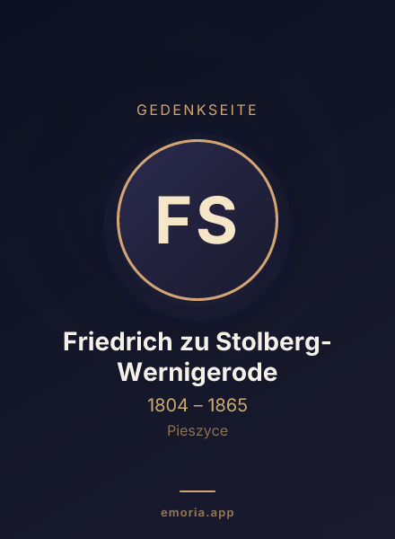 Gedenkportrait von Friedrich zu Stolberg-Wernigerode