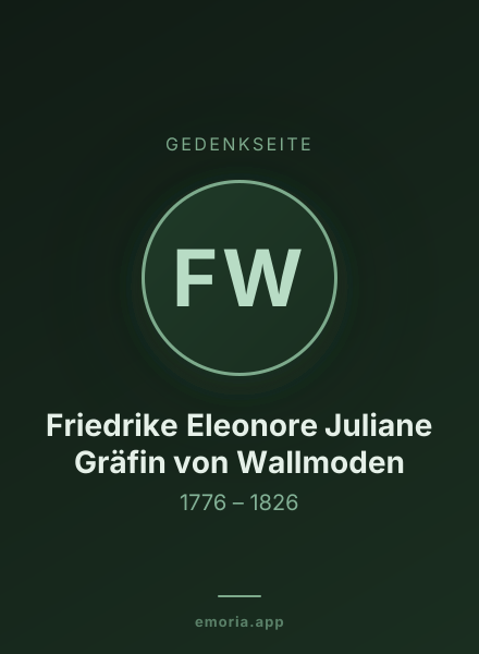 Gedenkportrait von Friedrike Eleonore Juliane Gräfin von Wallmoden