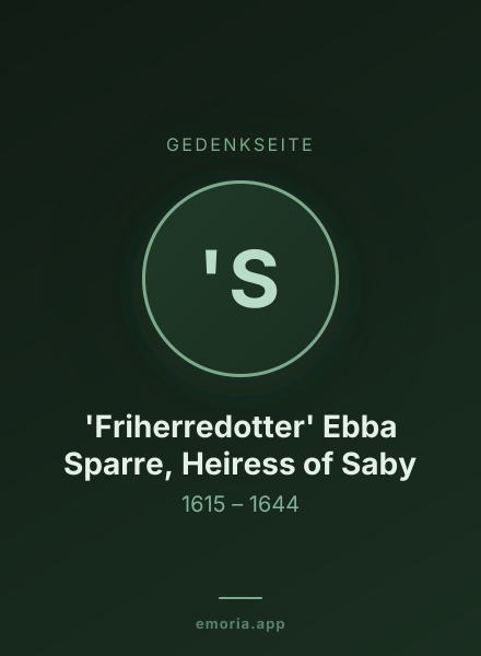 Gedenkportrait von 'Friherredotter' Ebba Sparre, Heiress of Saby