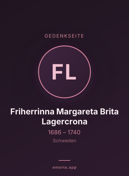 Gedenkportrait von Friherrinna Margareta Brita Lagercrona