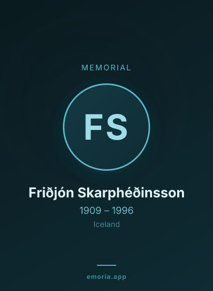 Memorial portrait of Friðjón Skarphéðinsson
