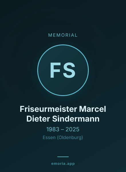 Memorial portrait of Friseurmeister Marcel Dieter Sindermann