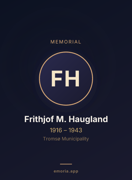 Memorial portrait of Frithjof M. Haugland