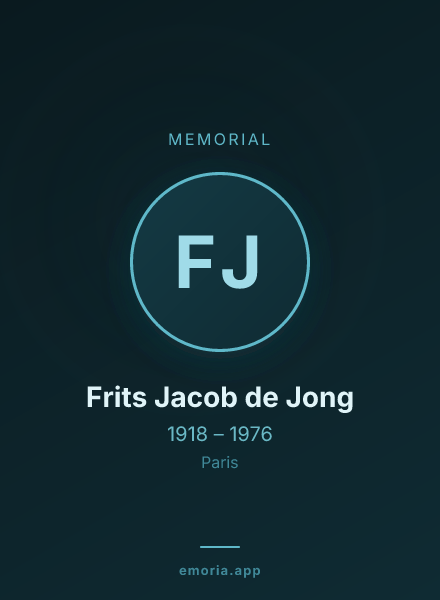 Memorial portrait of Frits Jacob de Jong