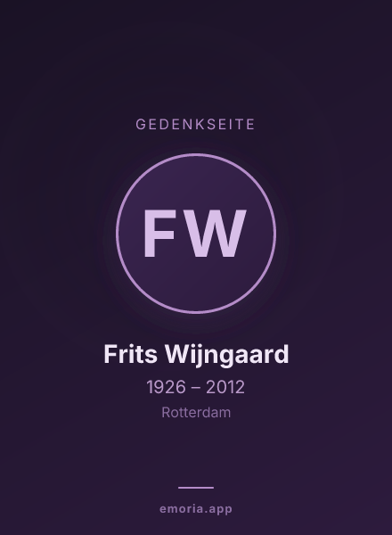 Gedenkportrait von Frits Wijngaard