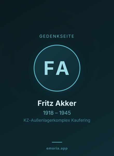 Gedenkportrait von Fritz Akker