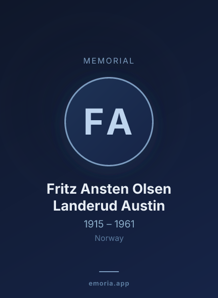 Memorial portrait of Fritz Ansten Olsen Landerud Austin