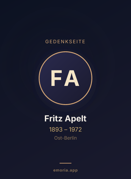 Gedenkportrait von Fritz Apelt