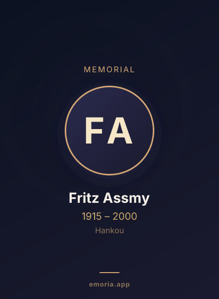 Memorial portrait of Fritz Assmy