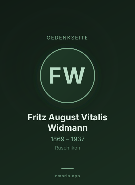 Gedenkportrait von Fritz August Vitalis Widmann