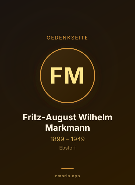Gedenkportrait von Fritz-August Wilhelm Markmann