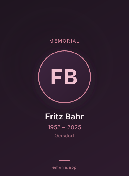 Memorial portrait of Fritz Bahr