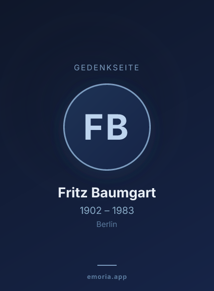 Gedenkportrait von Fritz Baumgart