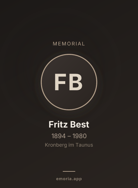 Memorial portrait of Fritz Best