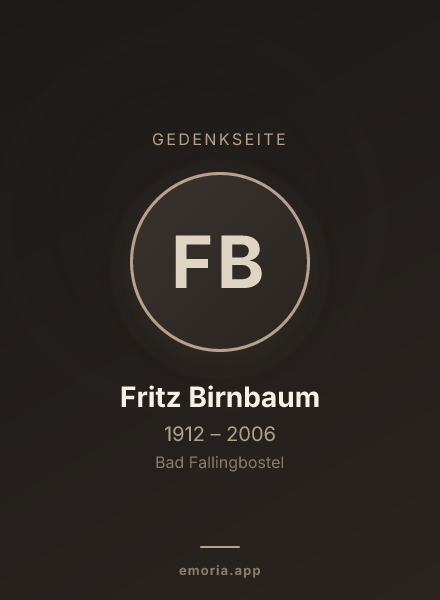 Gedenkportrait von Fritz Birnbaum