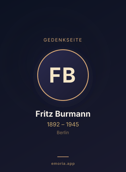 Gedenkportrait von Fritz Burmann