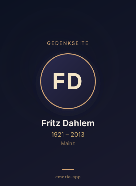 Gedenkportrait von Fritz Dahlem