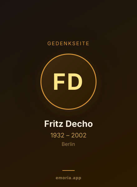 Gedenkportrait von Fritz Decho