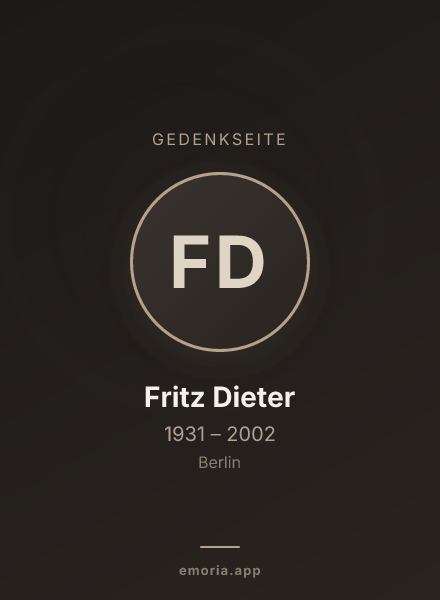 Gedenkportrait von Fritz Dieter