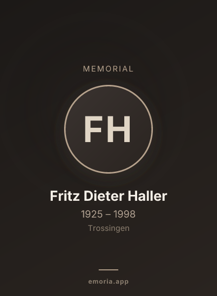 Memorial portrait of Fritz Dieter Haller