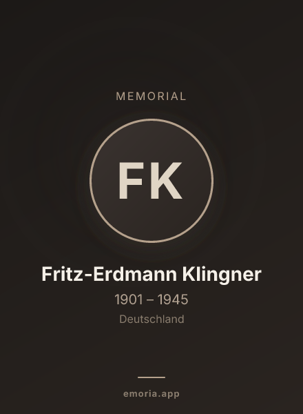 Memorial portrait of Fritz-Erdmann Klingner