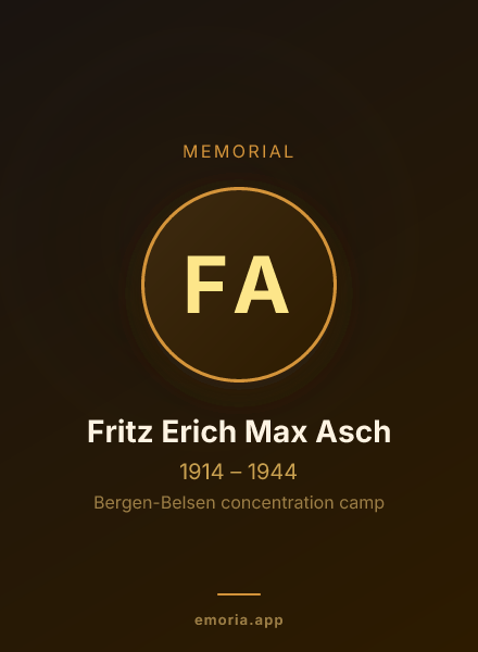 Memorial portrait of Fritz Erich Max Asch