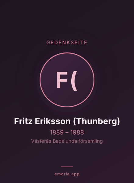 Gedenkportrait von Fritz Eriksson (Thunberg)