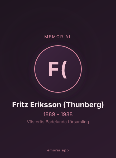 Memorial portrait of Fritz Eriksson (Thunberg)