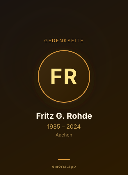 Gedenkportrait von Fritz G. Rohde