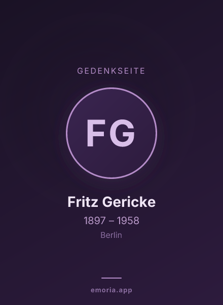Gedenkportrait von Fritz Gericke