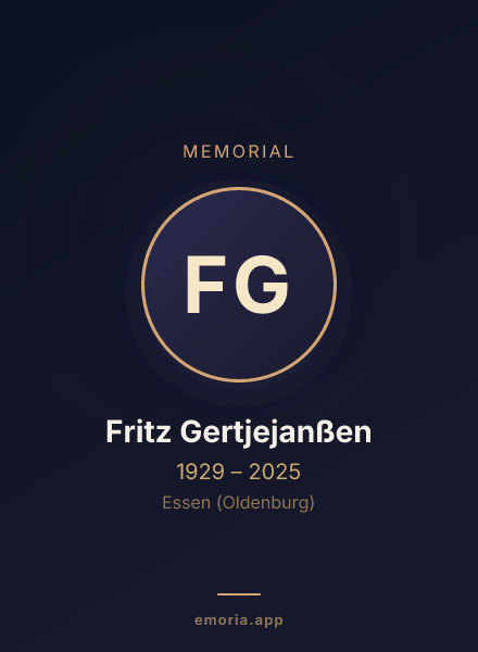 Memorial portrait of Fritz Gertjejanßen