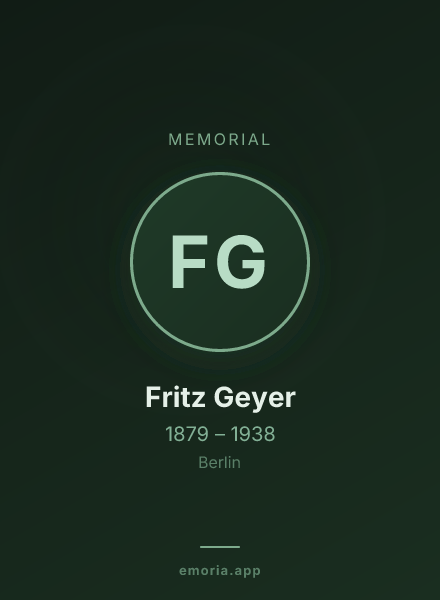 Memorial portrait of Fritz Geyer