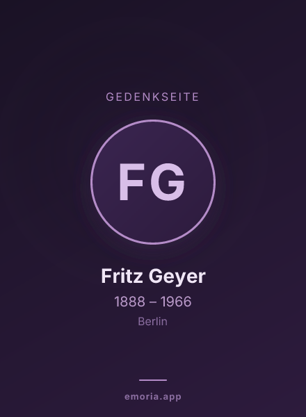 Gedenkportrait von Fritz Geyer