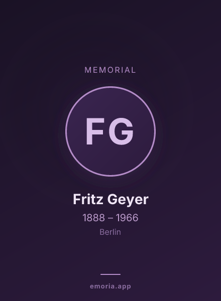 Memorial portrait of Fritz Geyer