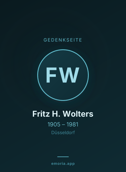 Gedenkportrait von Fritz H. Wolters