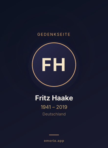 Gedenkportrait von Fritz Haake