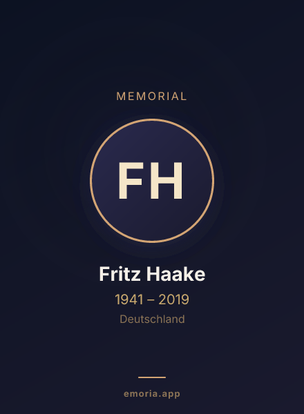 Memorial portrait of Fritz Haake