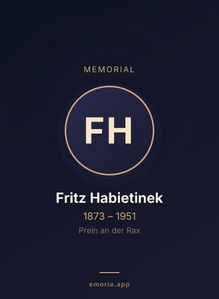 Memorial portrait of Fritz Habietinek