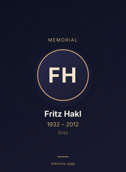 Memorial portrait of Fritz Hakl