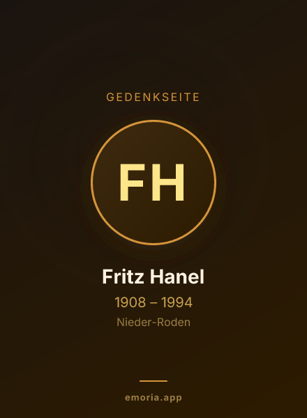 Gedenkportrait von Fritz Hanel
