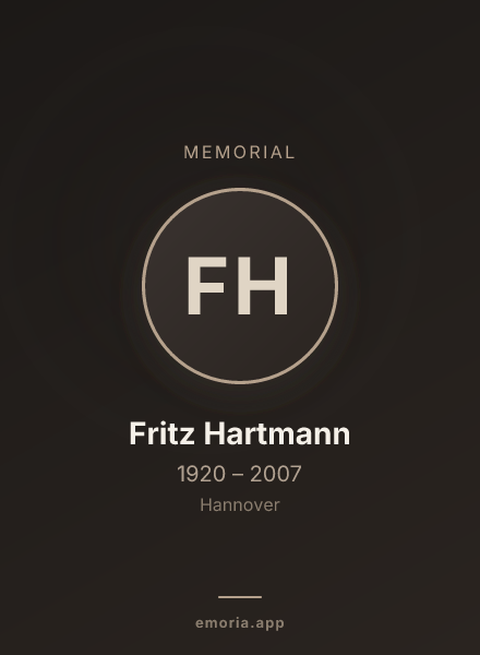 Memorial portrait of Fritz Hartmann