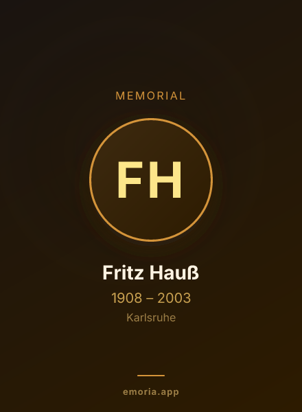 Memorial portrait of Fritz Hauß