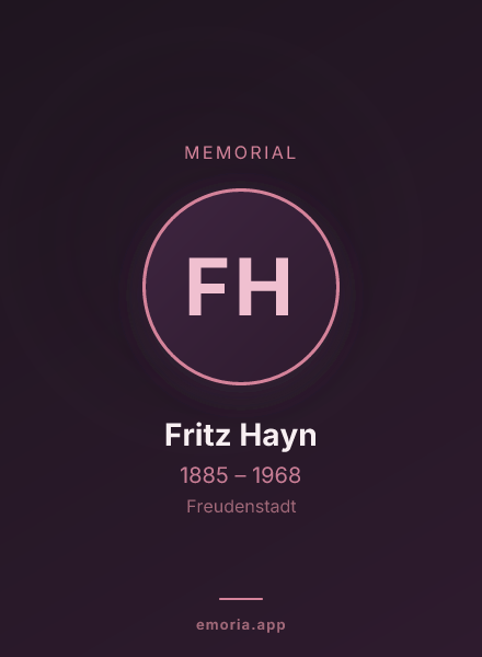 Memorial portrait of Fritz Hayn