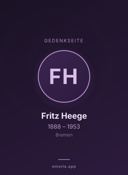 Gedenkportrait von Fritz Heege